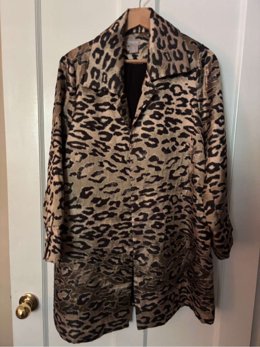 Chico's Black and Tan Animal Print Jacket